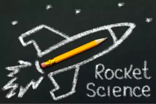 Rocket Science written on a blackboard.