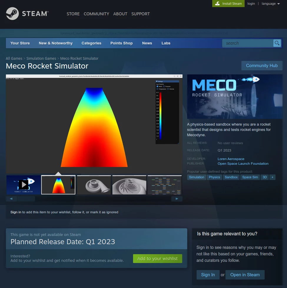 Meco Rocket Simulator Steam Page